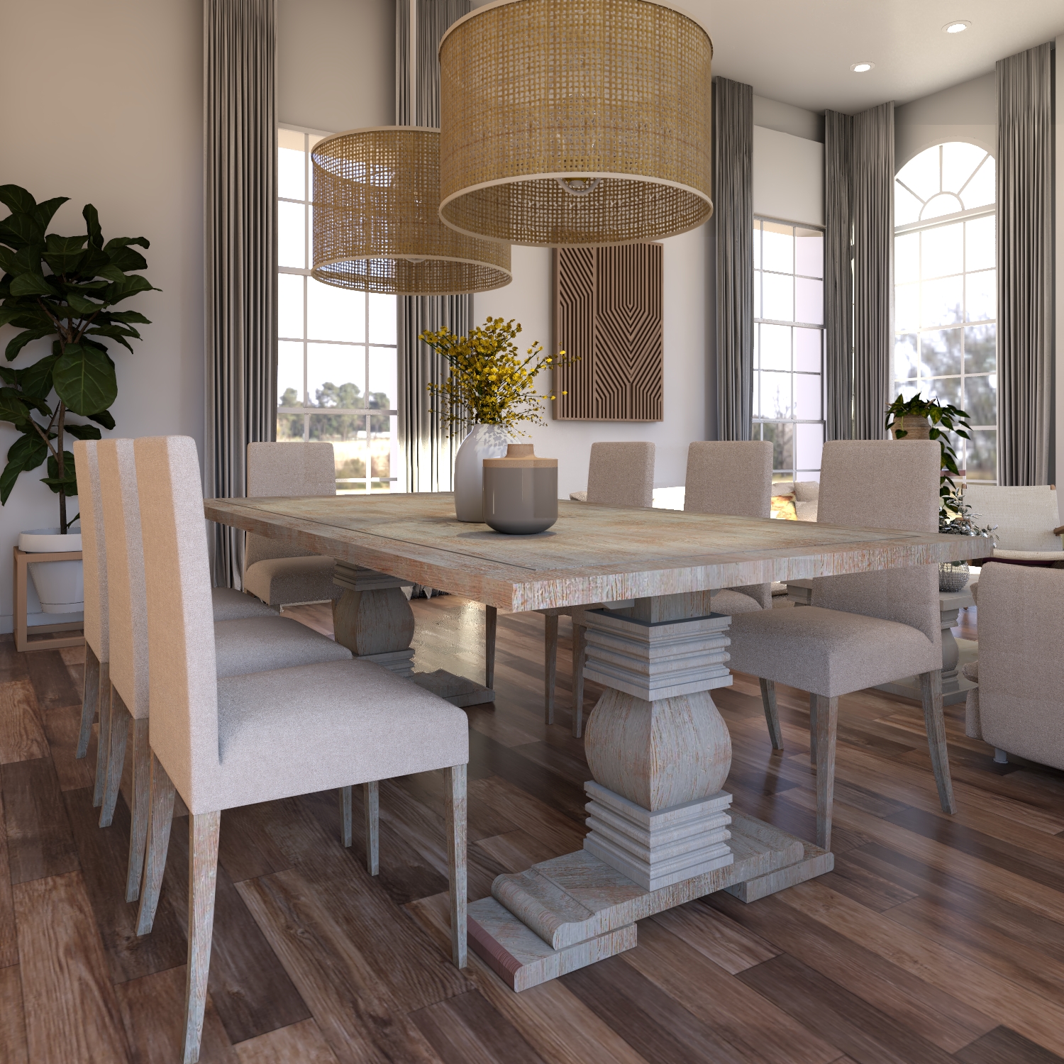 Juego Mesa Restoration (2m X 1m ) y 6 Sillas lisas Mueblear